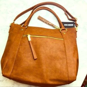Steve Madden Large Cognac Tote Purse NWT